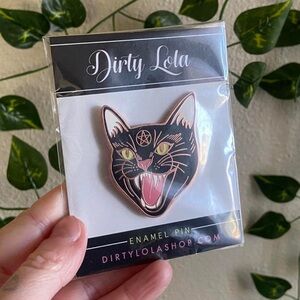 NEW large hissing black cat enamel pin by Dirty Lola